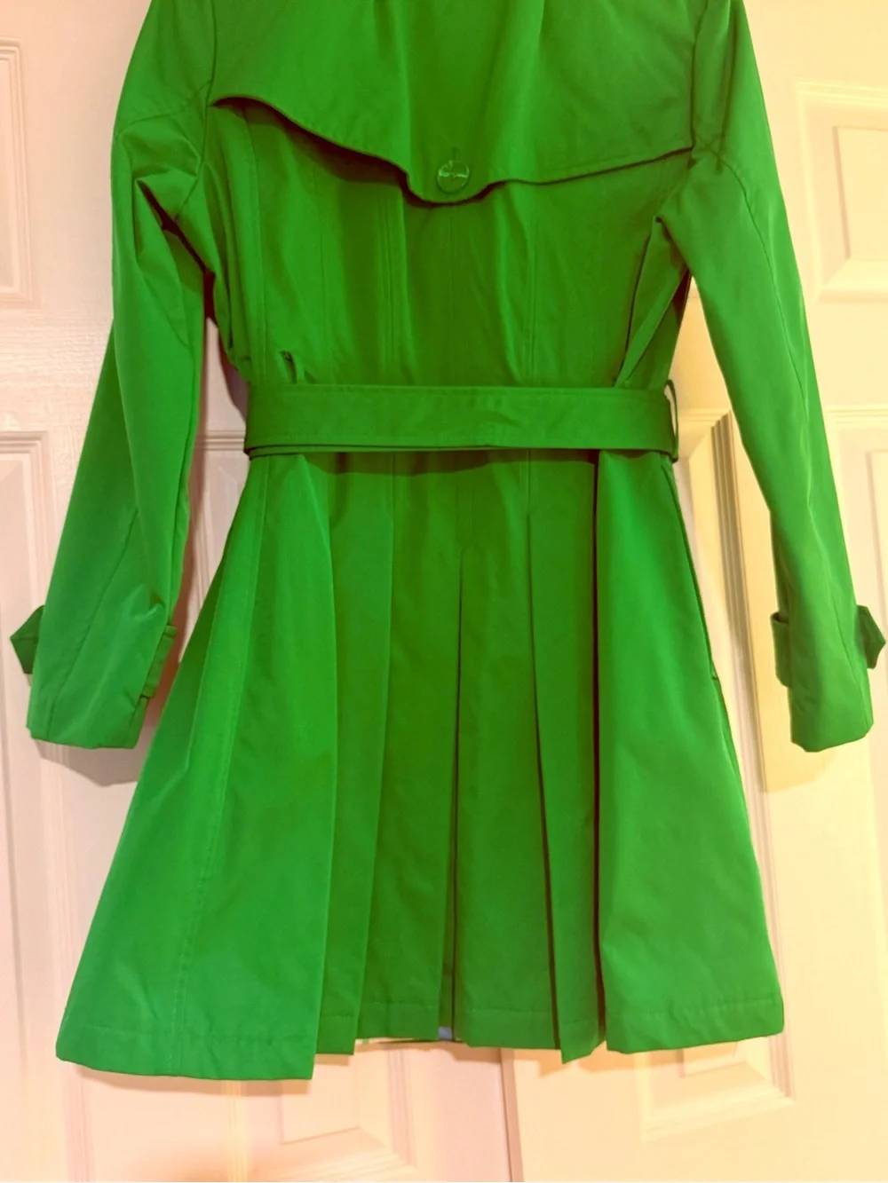 Kate Spade ♠️ Bright Green Double-Breasted Trench Coat with Belt